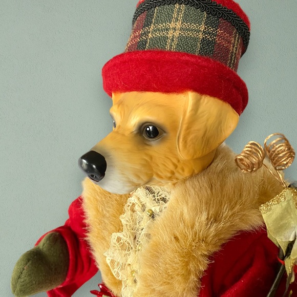 20” Elegantly Dressed Holiday Ceramic Dog Figurine Golden Retriever Yellow Lab - Picture 8 of 13
